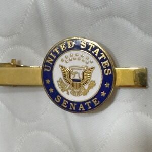 Vintage United States Senate Gold Tone 2" Tie Bar Clip Seal Logo